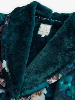 Badjassen|Alle Nacht- En Loungekleding|B by Ted Baker Blauwgroene knusse bloemenbadjas