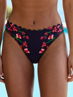 Badkleding*B by Ted Baker Navy Floral Scallop Edge High Leg Briefs