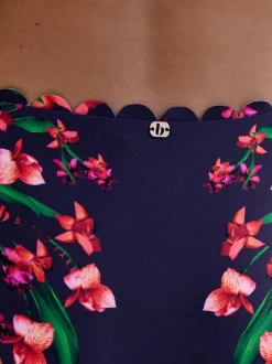 Badkleding*B by Ted Baker Navy Floral Scallop Edge High Leg Briefs