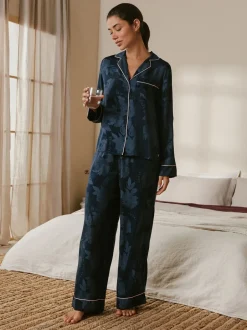 Pyjama's|Loungewear|B by Ted Baker Navy Jacquard Button Through Pyjamas