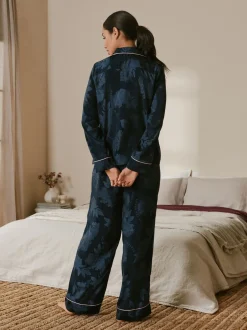 Pyjama's|Loungewear|B by Ted Baker Navy Jacquard Button Through Pyjamas