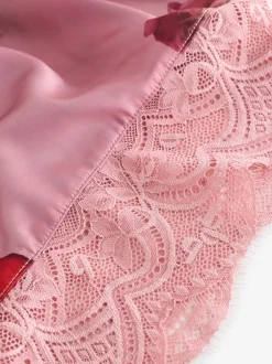 Pyjama's|Loungewear|B by Ted Baker Pink Floral Satin Jersey Pyjamas