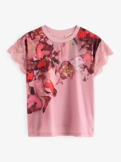 Pyjama's|Loungewear|B by Ted Baker Pink Floral Satin Jersey Pyjamas
