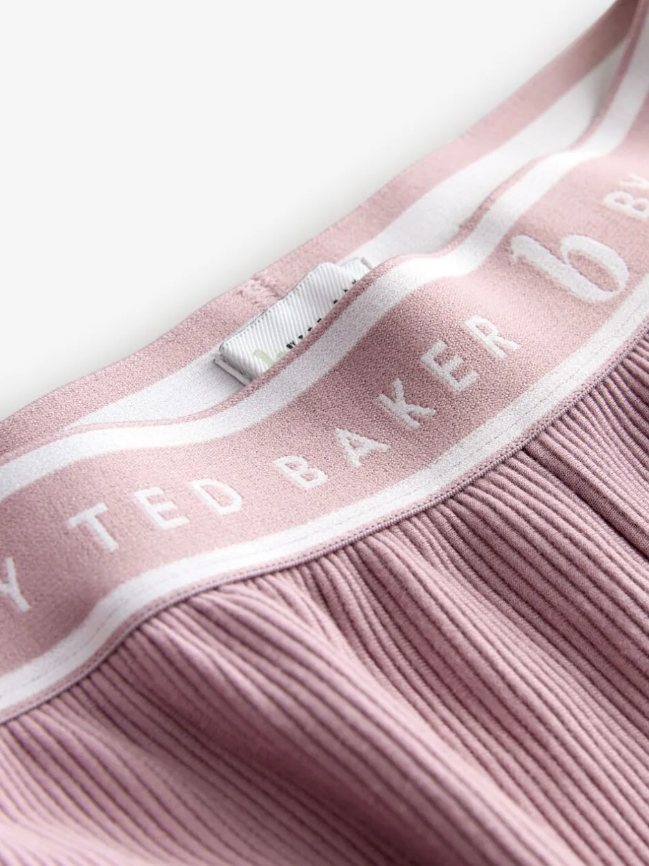 Pyjama's|Loungewear|B by Ted Baker Pink Ottoman Rib Wide Leg Lounge Trousers