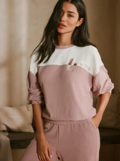 Pyjama's|Loungewear*B by Ted Baker Pink Ottoman Rib Lounge Top
