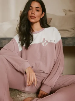 Pyjama's|Loungewear*B by Ted Baker Pink Ottoman Rib Lounge Top