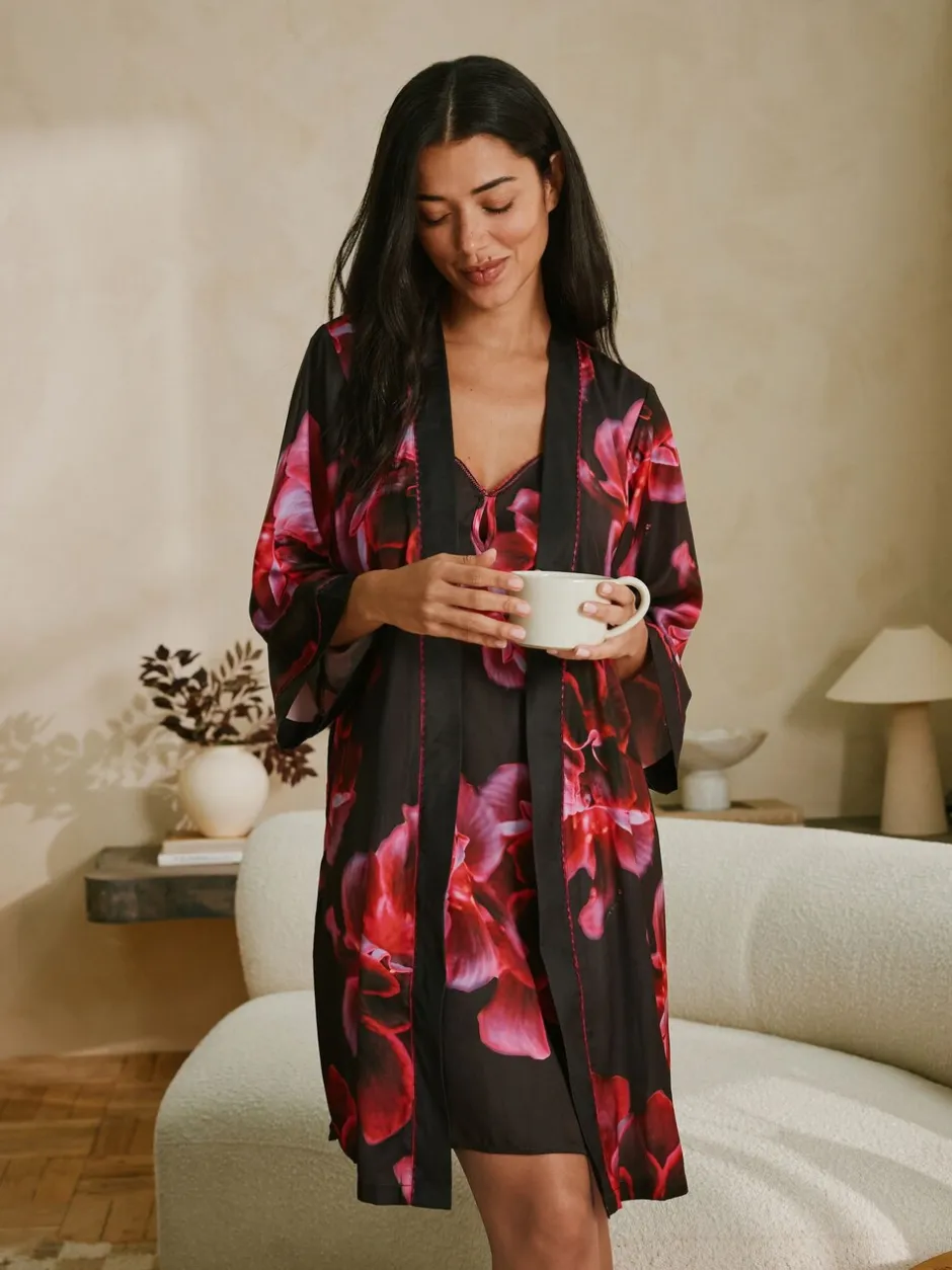 Badjassen|B by Ted Baker Purple Bright Floral Satin Robe