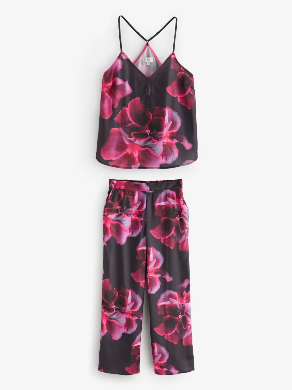 Pyjama's|Loungewear*B by Ted Baker Purple Satin Floral Cami Pyjamas