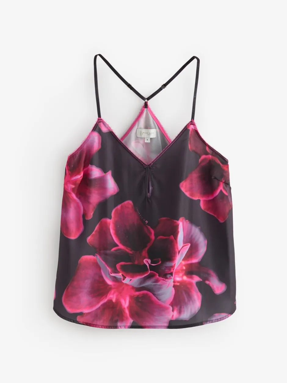 Pyjama's|Loungewear*B by Ted Baker Purple Satin Floral Cami Pyjamas