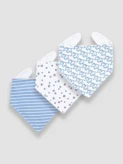 Slabbetjes|Jojo Maman Bébé - - 3 Katoenen babyslabbetjes Babyblauw