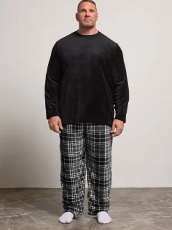 Pyjama's|Loungewear*BadRhino Big & Tall Checked Fleece Pyjama Bottoms