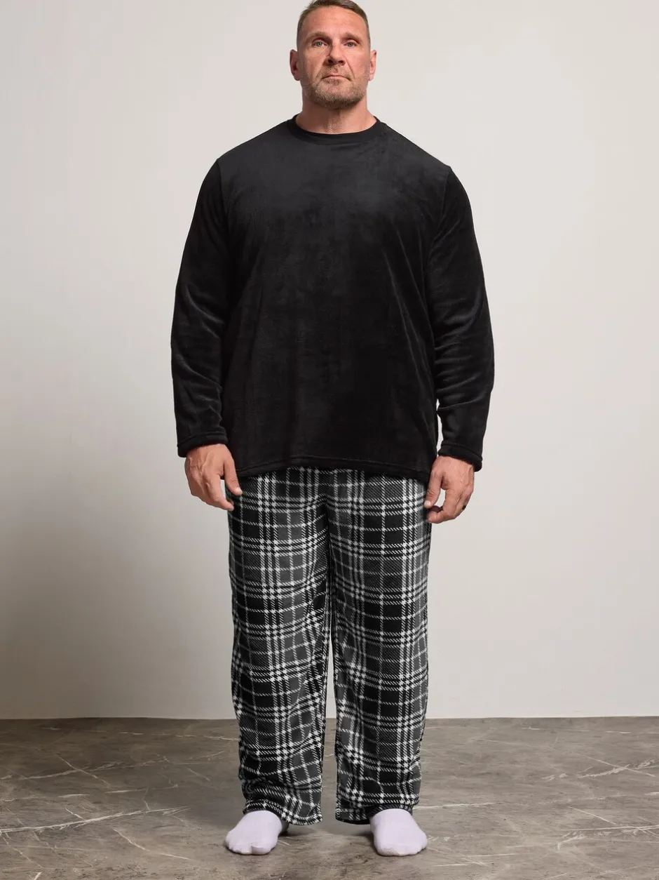 Pyjama's|Loungewear*BadRhino Big & Tall Checked Fleece Pyjama Bottoms