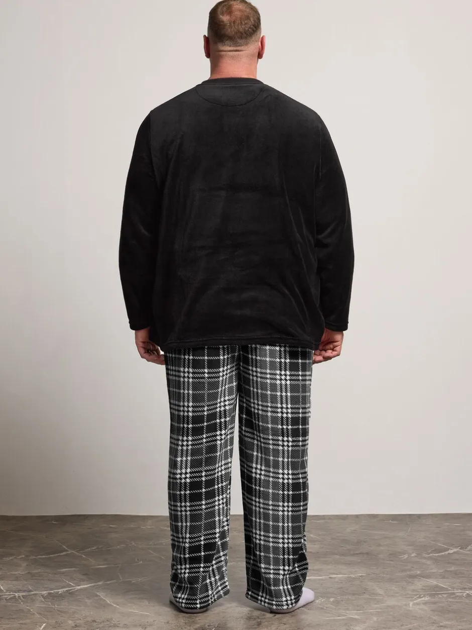 Pyjama's|Loungewear*BadRhino Big & Tall Checked Fleece Pyjama Bottoms
