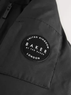 Schoolkleding|Baker by Ted Baker - Regenbestendige gewatteerde zwarte bomberjas