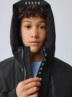 Schoolkleding|Baker by Ted Baker - Regenbestendige gewatteerde zwarte bomberjas