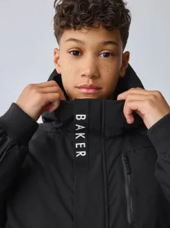 Schoolkleding|Baker by Ted Baker - Regenbestendige gewatteerde zwarte bomberjas