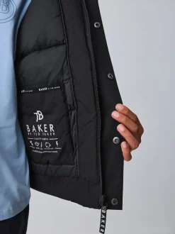 Schoolkleding|Baker by Ted Baker - Regenbestendige gewatteerde zwarte bomberjas