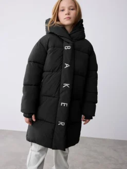 Schoolkleding|Jassen En Jacks*Baker by Ted Baker - Regenbestendige gewatteerde zwarte jas met dekbedomslag