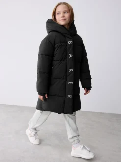 Schoolkleding|Jassen En Jacks*Baker by Ted Baker - Regenbestendige gewatteerde zwarte jas met dekbedomslag