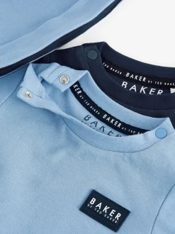 Rompertjes En Tuinbroeken|Baker by Ted Baker blauw 100% katoenen rompertje en omkeerbare hoed