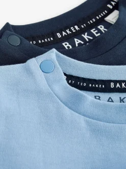 Rompertjes En Tuinbroeken|Baker by Ted Baker blauw 100% katoenen rompertje en omkeerbare hoed