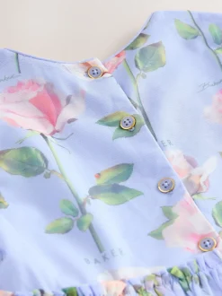Gelegenheidskleding|Jurken*Baker by Ted Baker Blue Floral Mesh Ruffle Dress