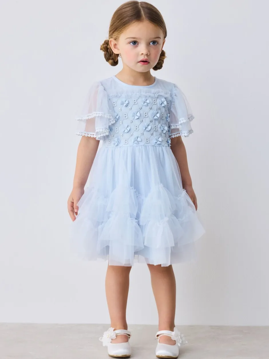 Gelegenheidskleding|Jurken|Baker by Ted Baker Blue Mesh Embroidered Detail Dress