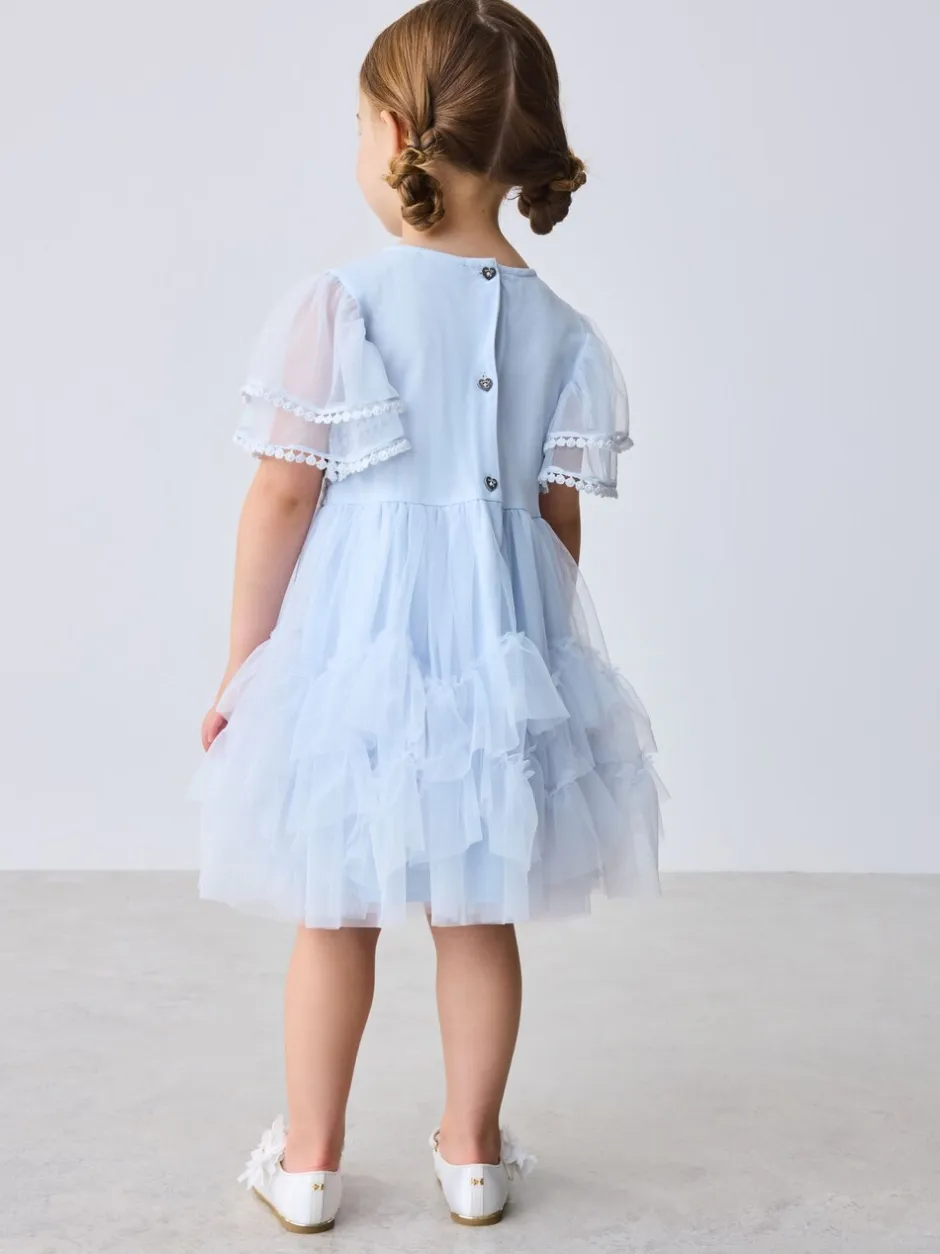 Gelegenheidskleding|Jurken|Baker by Ted Baker Blue Mesh Embroidered Detail Dress
