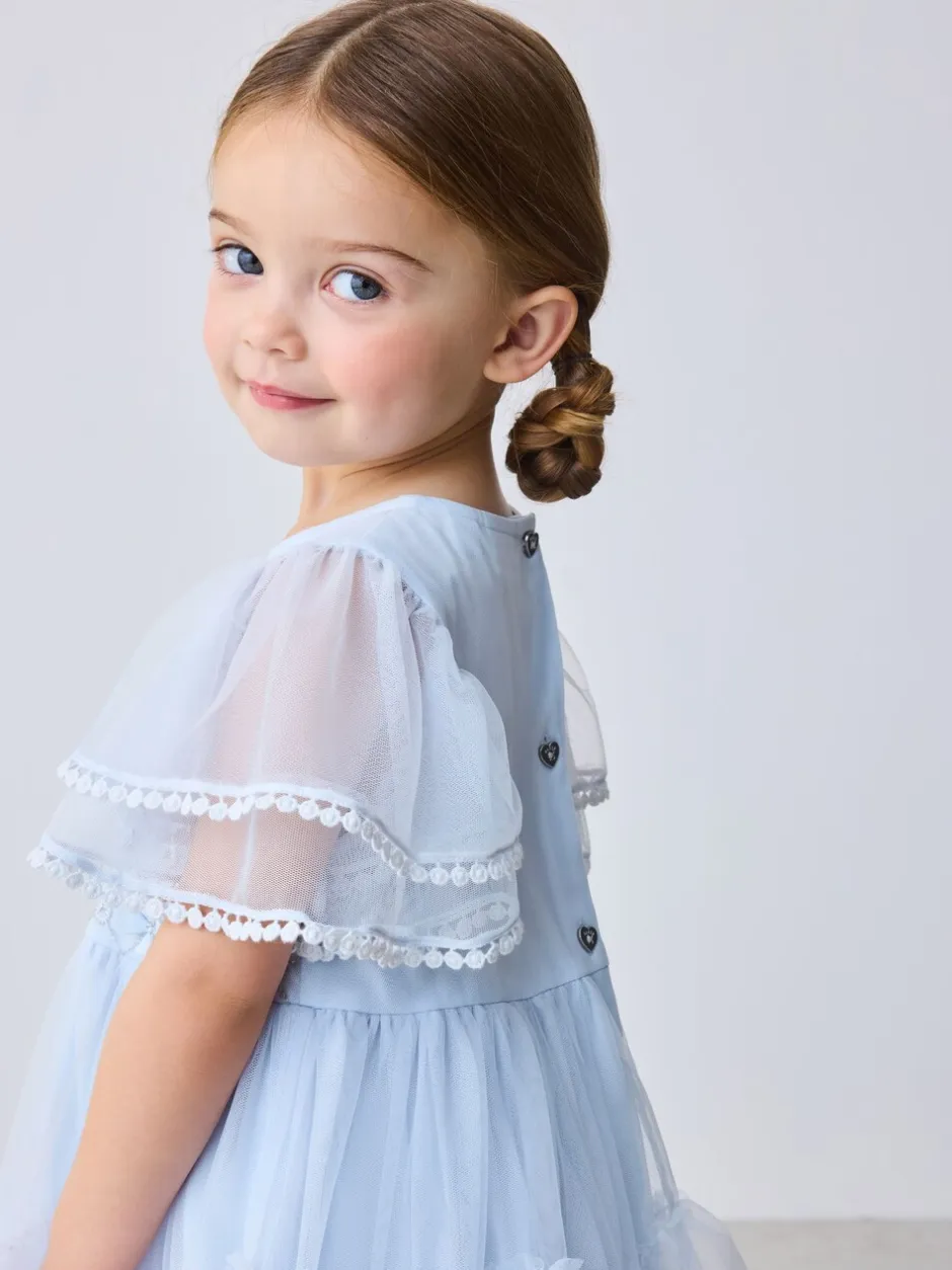 Gelegenheidskleding|Jurken|Baker by Ted Baker Blue Mesh Embroidered Detail Dress