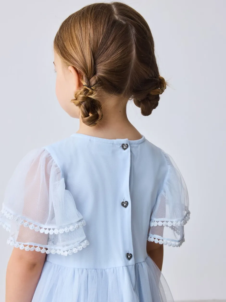 Gelegenheidskleding|Jurken|Baker by Ted Baker Blue Mesh Embroidered Detail Dress