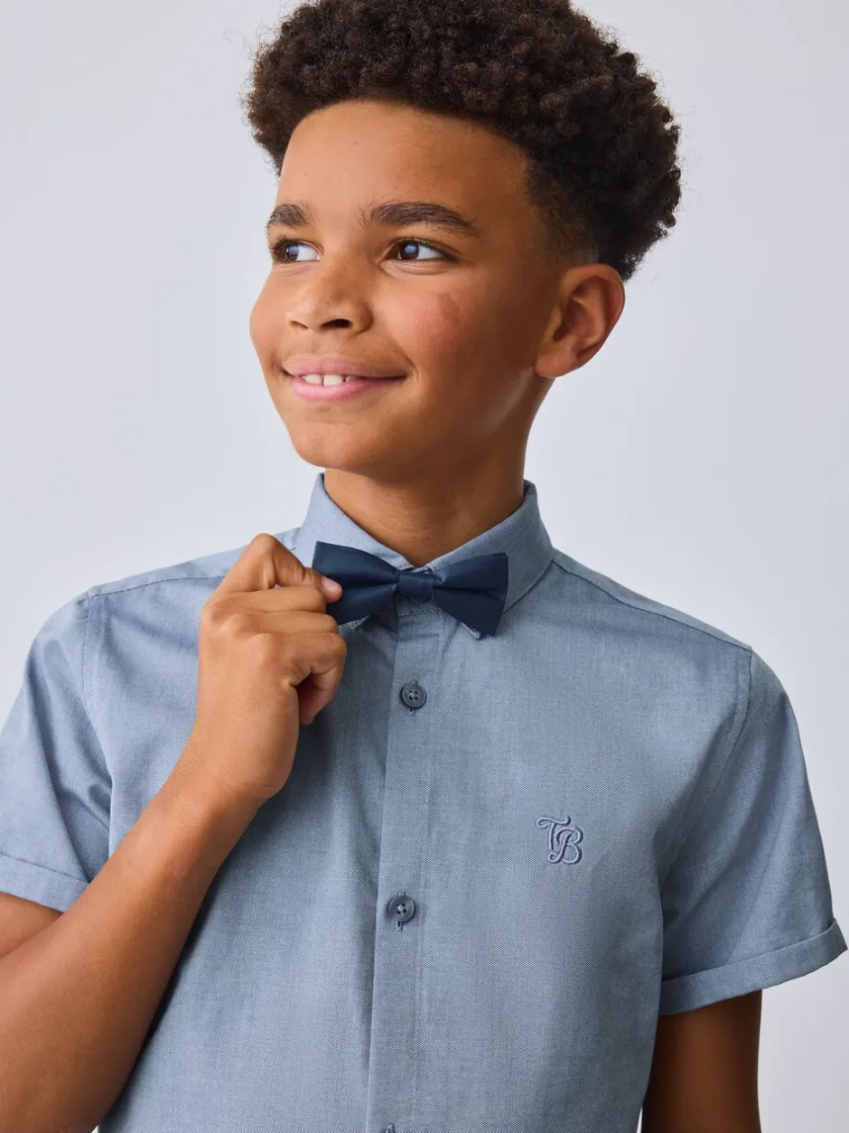 Shirts*Baker by Ted Baker Blue Short Sleeve Shirt with Bow Tie