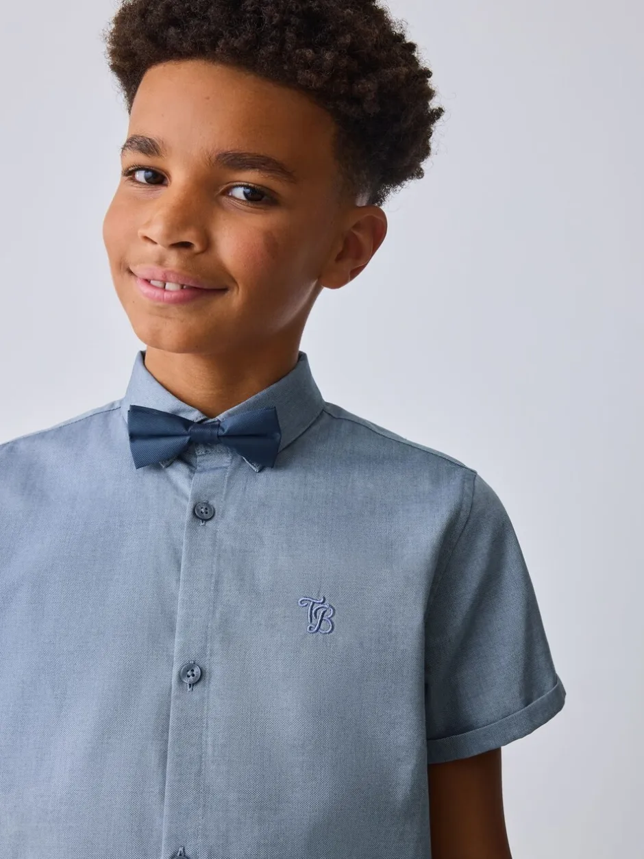 Shirts*Baker by Ted Baker Blue Short Sleeve Shirt with Bow Tie