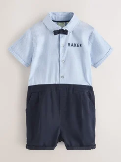 Rompertjes En Tuinbroeken|Baker by Ted Baker Blue Smart Bow Tie Rompersuit