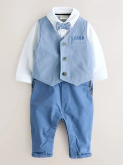 Rompertjes En Tuinbroeken|Baker by Ted Baker Blue Smart Bow Tie Rompersuit