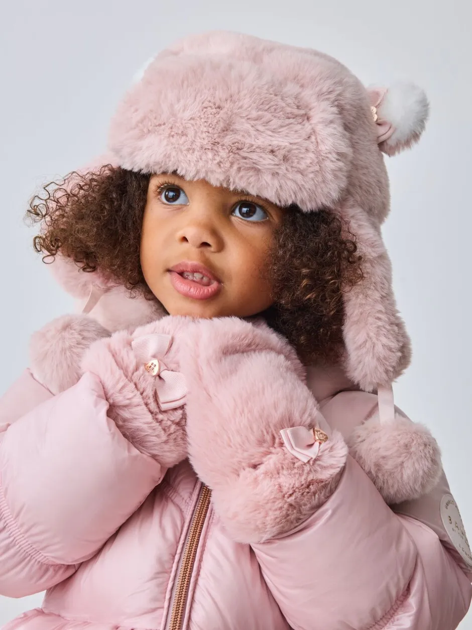 Mutsjes En Antikrabwantjes|Mutsen, Handschoenen En Sjaals*Baker by Ted Baker Bow Pink Faux Fur Trapper Hat