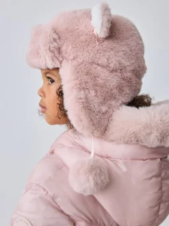 Mutsjes En Antikrabwantjes|Mutsen, Handschoenen En Sjaals*Baker by Ted Baker Bow Pink Faux Fur Trapper Hat