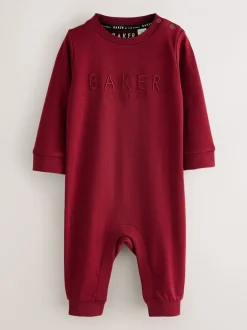 Rompertjes En Tuinbroeken|Baker by Ted Baker Burgundy Red/Grey Romper and Reversible Hat