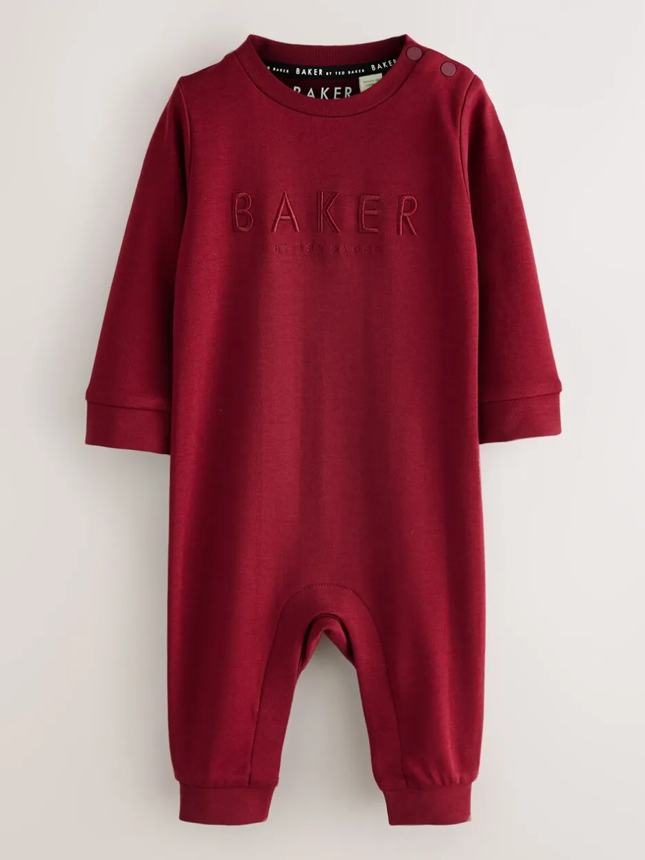 Rompertjes En Tuinbroeken|Baker by Ted Baker Burgundy Red/Grey Romper and Reversible Hat