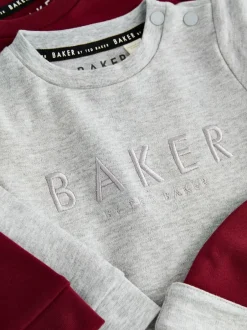 Rompertjes En Tuinbroeken|Baker by Ted Baker Burgundy Red/Grey Romper and Reversible Hat
