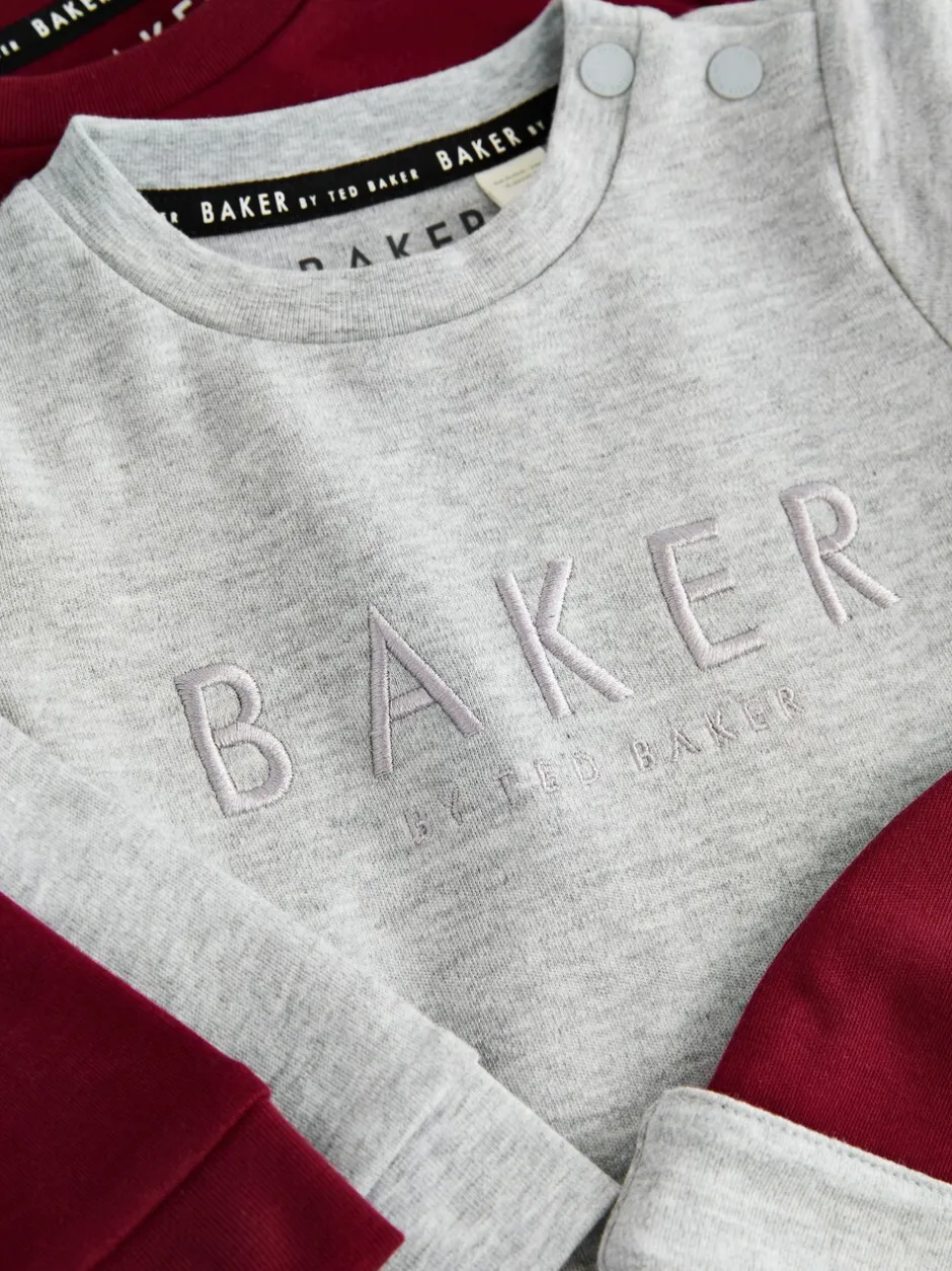 Rompertjes En Tuinbroeken|Baker by Ted Baker Burgundy Red/Grey Romper and Reversible Hat