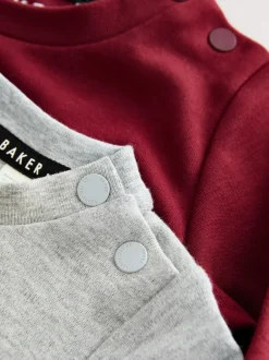 Rompertjes En Tuinbroeken|Baker by Ted Baker Burgundy Red/Grey Romper and Reversible Hat