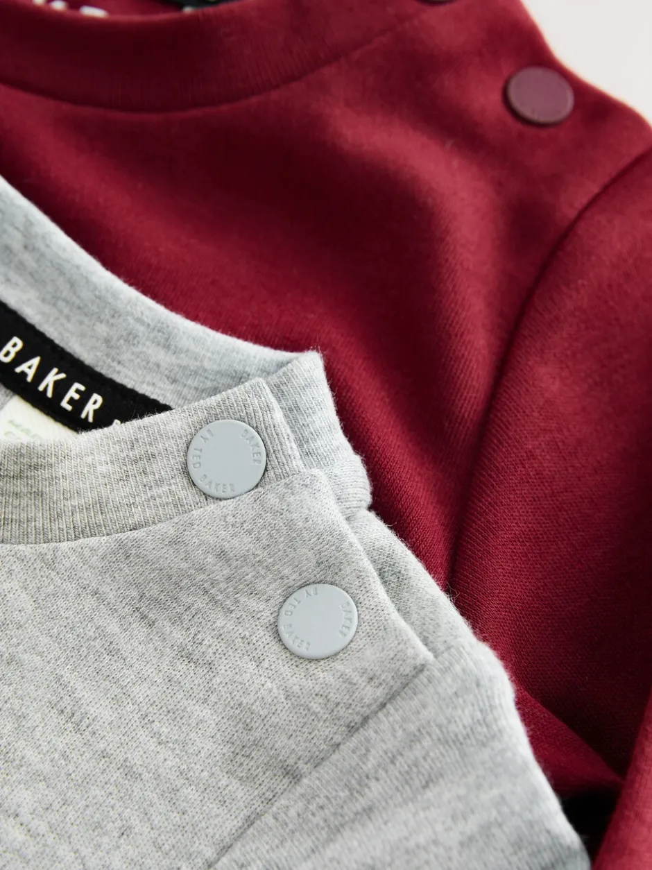 Rompertjes En Tuinbroeken|Baker by Ted Baker Burgundy Red/Grey Romper and Reversible Hat