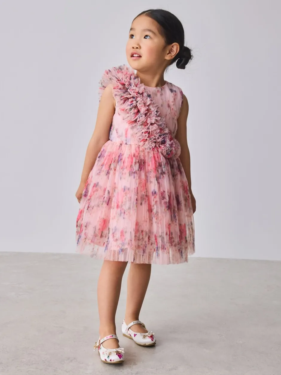 Gelegenheidskleding|Jurken|Baker by Ted Baker Crinkle Mesh 3D Ruffle Shoulder Occasion Dress