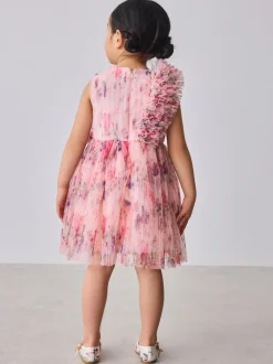 Gelegenheidskleding|Jurken|Baker by Ted Baker Crinkle Mesh 3D Ruffle Shoulder Occasion Dress