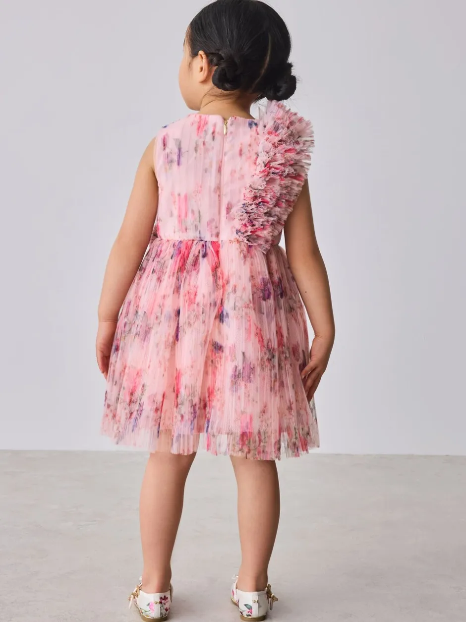 Gelegenheidskleding|Jurken|Baker by Ted Baker Crinkle Mesh 3D Ruffle Shoulder Occasion Dress