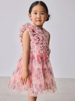 Gelegenheidskleding|Jurken|Baker by Ted Baker Crinkle Mesh 3D Ruffle Shoulder Occasion Dress