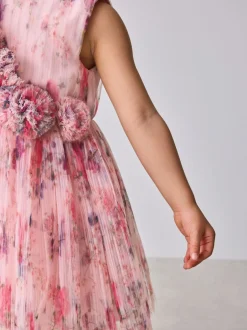 Gelegenheidskleding|Jurken|Baker by Ted Baker Crinkle Mesh 3D Ruffle Shoulder Occasion Dress
