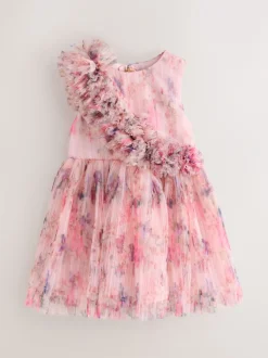 Gelegenheidskleding|Jurken|Baker by Ted Baker Crinkle Mesh 3D Ruffle Shoulder Occasion Dress