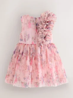 Gelegenheidskleding|Jurken|Baker by Ted Baker Crinkle Mesh 3D Ruffle Shoulder Occasion Dress