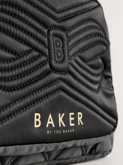 Tassen*Baker by Ted Baker gewatteerde zwarte rugzak met strik en etui voor meisjes, voor de Back to School collectie